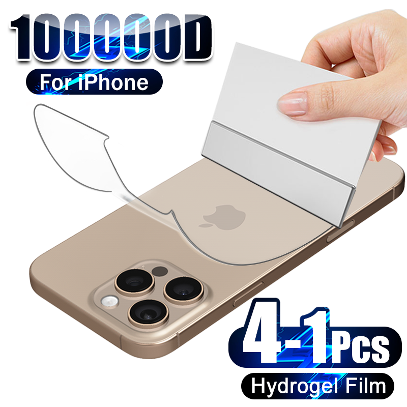Phone Accessories Online - 4-1PcsกลับHydrogelฟิล์มสําหรับiPhone 16 15 Pro Max 13