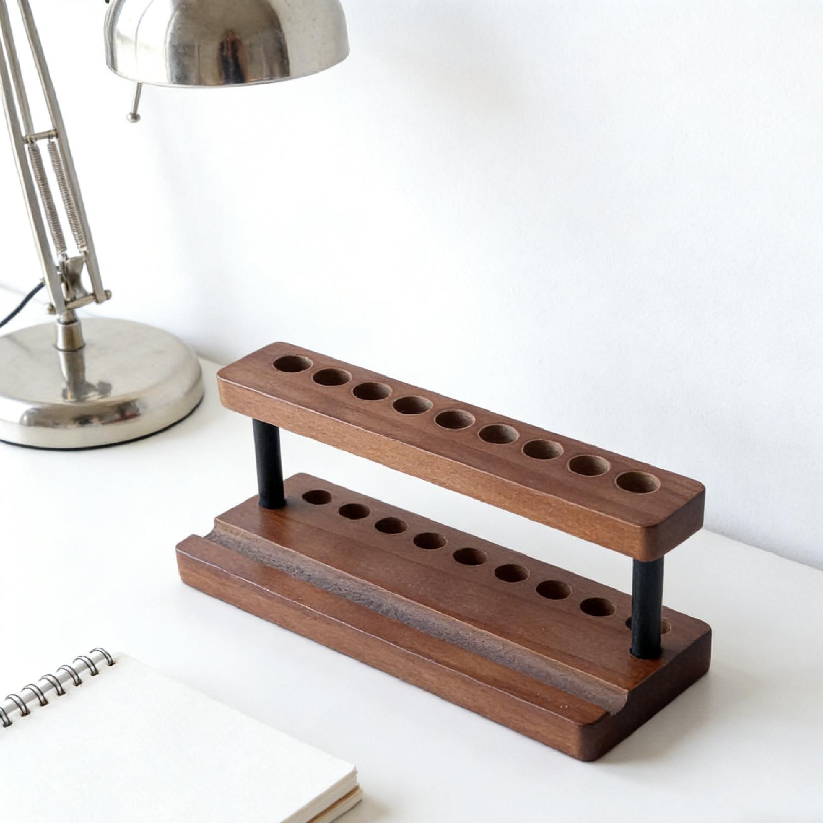 Phone Accessories Rack Display - ชั้นวางปากกาไม้ 9 ช่อง อุปกรณ์เสริมสำหรับโต๊ะทำงาน ขาตั้งตกแต่งสำหรับตกแต่งโต๊ะทำงานและที่วางโทรศัพท์