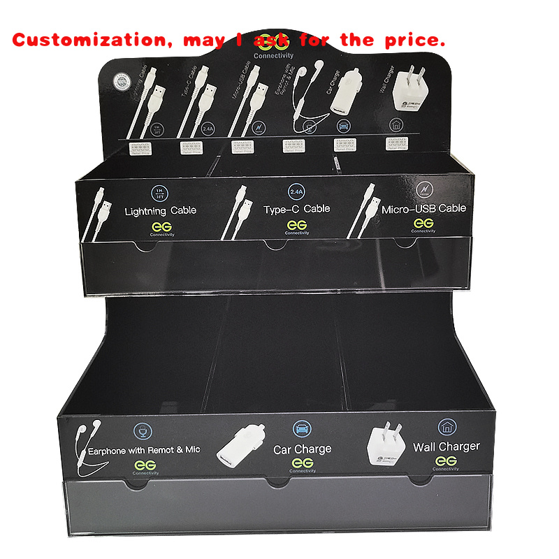Phone Accessories Rack Display - สายชาร์จ USB รุ่นใหม่แบบเรืองแสง ที่วางโทรศัพท์แบบพกพาพร้อมจอแสดงผลอะคริลิก พร้อมขาตั้งอะคริลิก